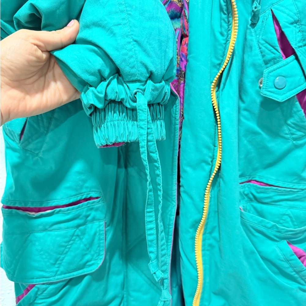 Vintage oversized Teal and Pink Puffer Jacket Small - Picture 13 of 15